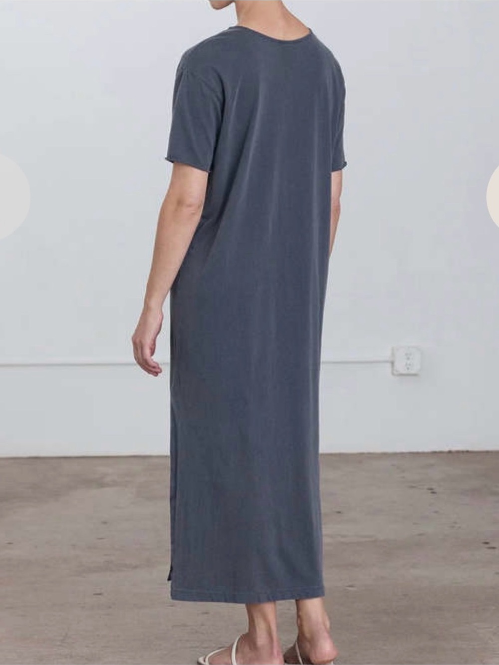 Black Crane Womens Long Tee Cotton Dress Size M Charcoal Grey Made in USA - Picture 3 of 10